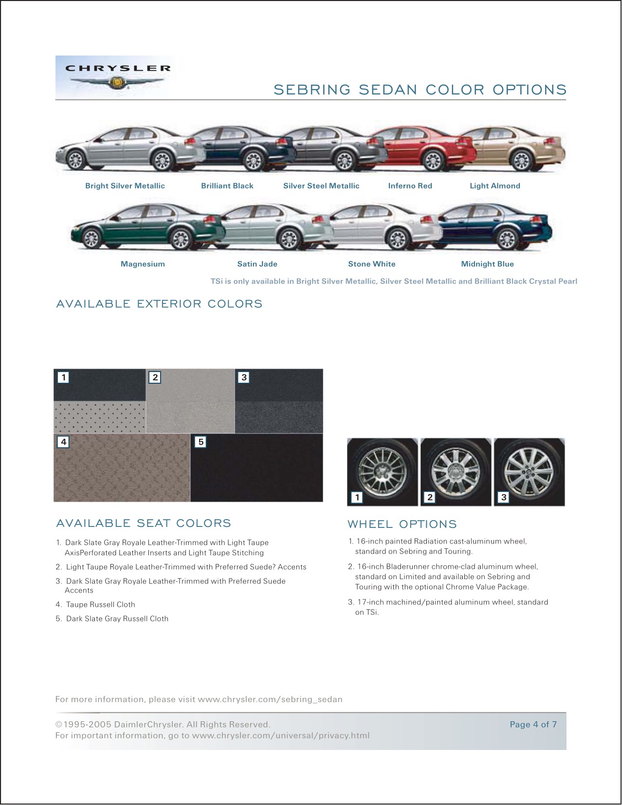 2006 Chrysler Sebring Brochure Page 2
